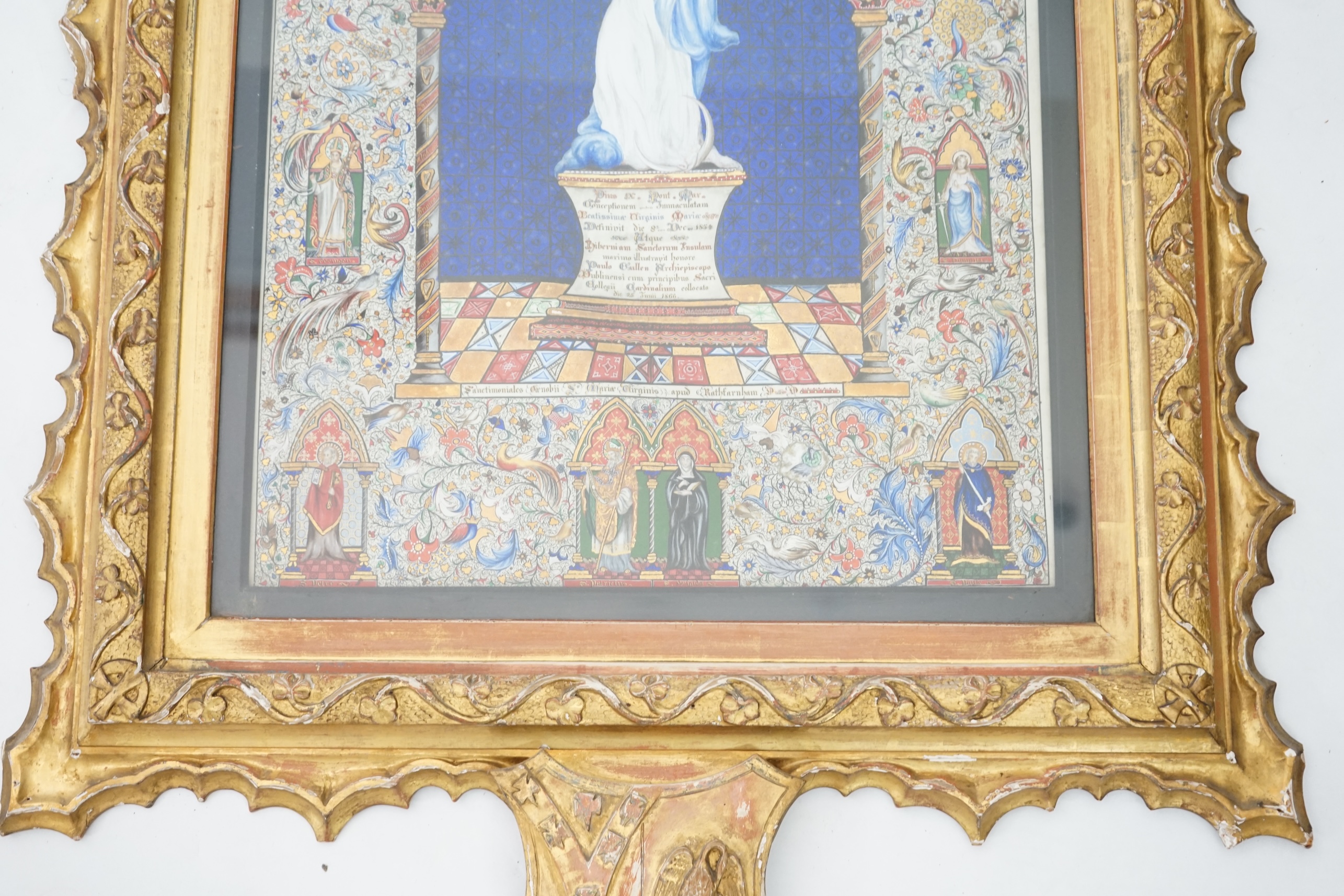 Irish Roman Catholic Interest. A 19th Century Italian illumination presented by Pope Pius IX to Ireland's first Cardinal, Paul Cullen, Archbishop of Dublin, to commemorate the definition of the dogma of the Immaculate Co